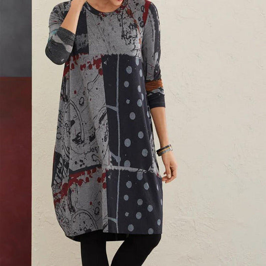 Robe vintage avec imprimé abstrait