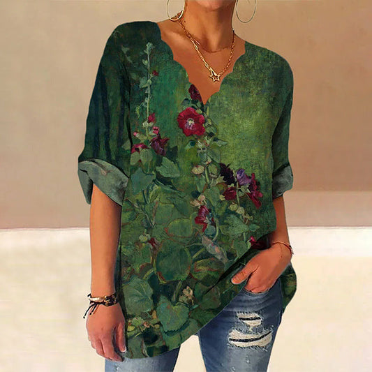 Blouse casual à imprimé floral