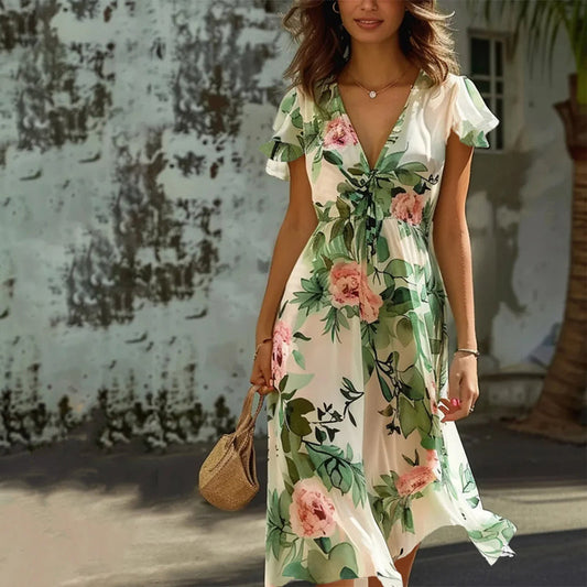 Robe élégante à imprimé floral