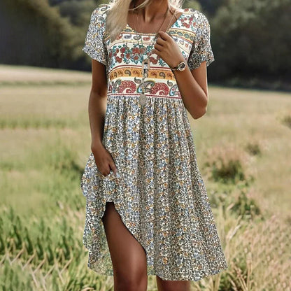 Robe vintage à imprimé ethnique