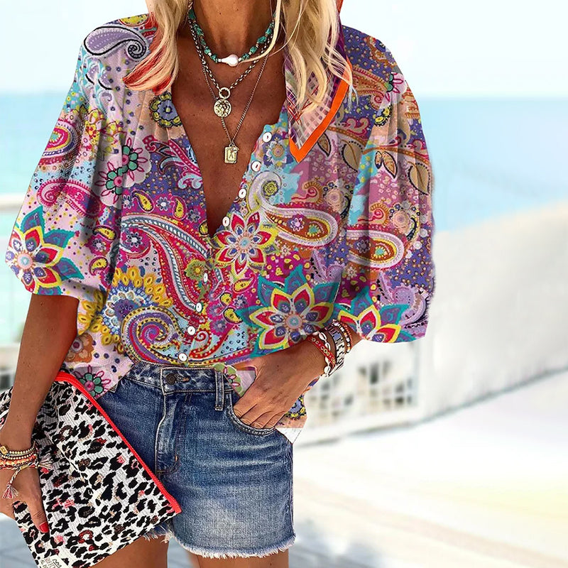Blouse colorée à imprimé abstrait